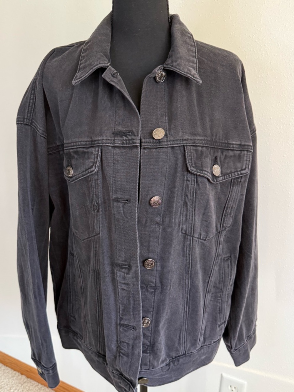 Black Denim Pop Art Graphic Jacket Ice Cream Statement Large - Picture 7 of 7